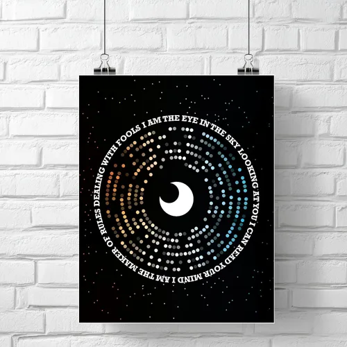 Vista 2 de Ojo en el cielo - Cita de música canción letra visual ilustración impresión