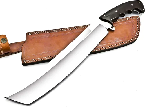 Vista 2 de Nooraki Cuchillo de machete hecho a mano de 18 pulgadas Cuchillo de caza de espiga completa fabricado con acero inoxidable cromado vanadio