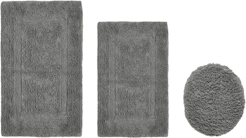 Vista 406 de Better Trends - Juego de 2 alfombras de baño 100% algodón, extra suaves, con borlas, de 17" x 24", alfombra de baño superabsorbente y reversible