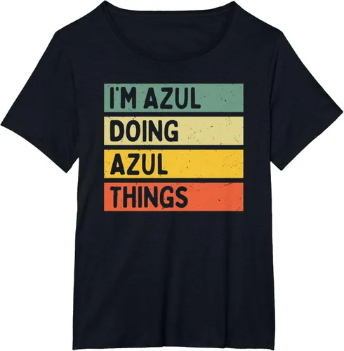 Vista 24 de Camiseta divertida con cita personalizada con texto en inglés "I'm Azul Doing Azul Things