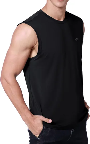 Vista 2 de EZRUN Camisetas sin mangas de entrenamiento para hombre de secado rápido para músculos, natación, gimnasio, fitness, correr, playa