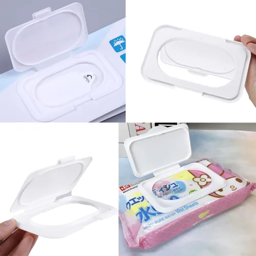 Vista 6 de Paquete de 5 toallitas para bebé, tapa abatible, reutilizable, adhesiva, dispensador, tapa que no se seca para niños, paquetes de toallitas de agua