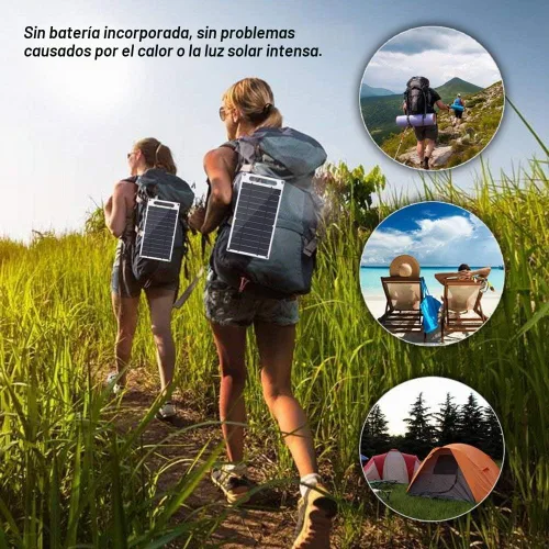 Vista 4 de Lixada Cargador de panel solar Puerto USB portátil de alta potencia en forma de papel monocristalino de silicona para teléfono celular Camping