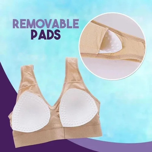 Vista 4 de Brasier transpirable con efecto de realce de aire, sin costuras, sin varillas, cómodo, transpirable, almohadillas extraíbles, brasier sin varillas