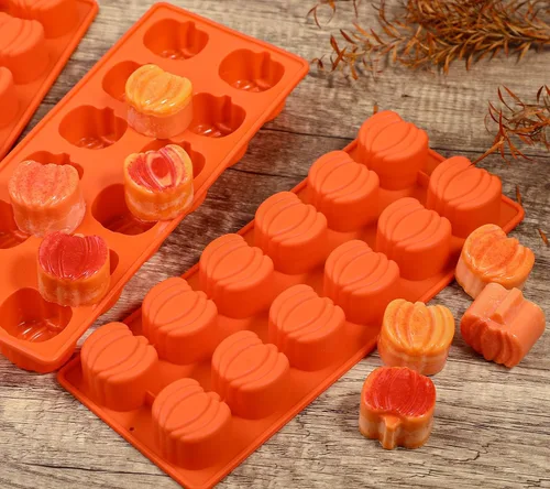 Vista 4 de Webake Molde de chocolate de calabaza, 3 piezas, molde de silicona para chocolate, 12 cavidades, molde de caramelo de otoño para hornear, decoración