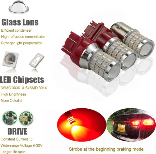 Vista 6 de iBrightstar Luces de freno intermitentes estroboscópicas intermitentes de 9-30 V 1156 1141 1003 BA15S bombillas LED con proyector de repuesto