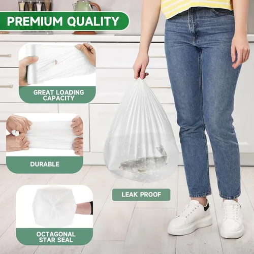Vista 4 de Pequeñas bolsas de basura compostables – Mini bolsa de basura biodegradable de 1.2 galones, sin fragancia y fácil desgarre, a granel, forros