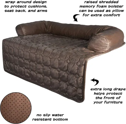 Vista 3 de PETMAKER - Funda de sofá para perros, protector de muebles de mascotas de 35 x 35 pulgadas con cojín de espuma viscoelástica, tela acolchada, capa