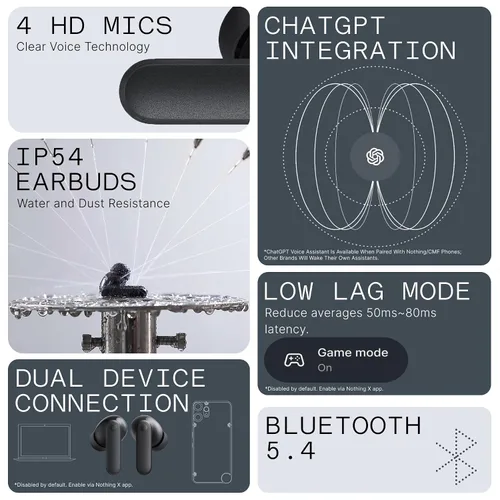 Vista 5 de Auriculares CMF Buds 2a inalámbricos 2025 Nuevos Auriculares con cancelación activa de ruido 42dB Auriculares Bluetooth híbridos con controlador