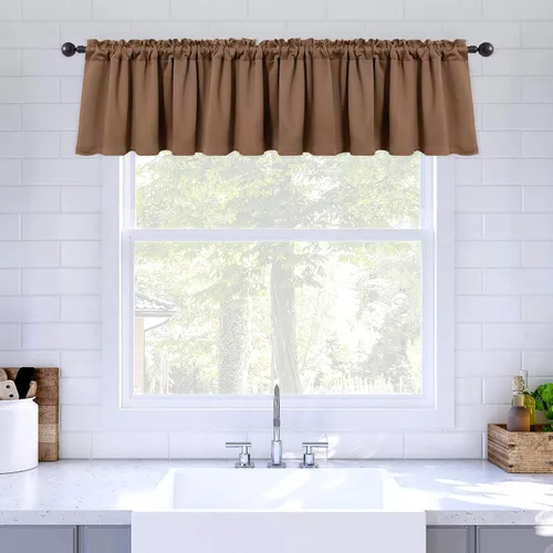 Vista 11 de MIULEE Cenefa opaca con bolsillo para cortinero, con aislamiento térmico, cortina corta para ventana pequeña y dormitorio, 42 x 18 pulgadas, 1 Beige