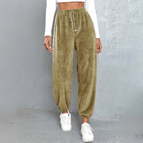 Vista 2 de Pantalones deportivos para mujer, cintura alta, con bolsillos, para negocios, casual, color liso, con estampado degradado, talla grande