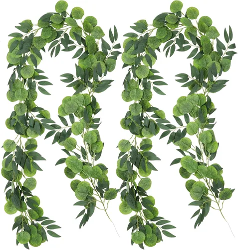 Vista 19 de RECUTMS 20LED Luces de Cadena de Hojas de Monstera, Hojas Artificiales de Palmera de Ratán Tropical, Enredadera Verde Colgante para Pared