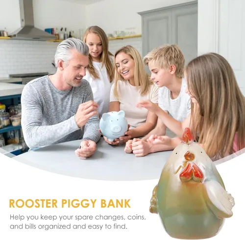 Vista 9 de DECHOUS Alcancía de cerámica para niños y adultos: bonita alcancía de pollo para ahorrar dinero para niños y niñas, divertida decoración