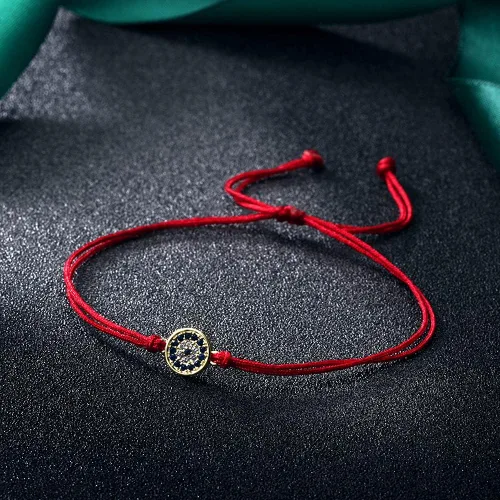 Vista 2 de Pulseras de mal de ojo ajustables con dije de protección de la suerte, cábala espiritual, rojonegro, pulsera de hilo con mal de ojojoyería Hamsa