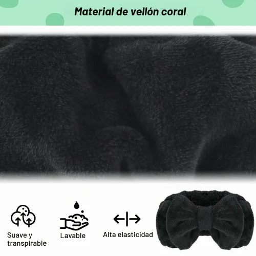 Vista 3 de Shintop Diadema de Spa, Diadema de Maquillaje de Vellón Coral Suave con Lindo Lazo, Banda Elástica para el Cabello para Lavar la Cara, Cuidado