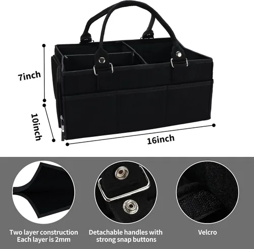 Vista 4 de XUANGUO Organizador de pañales para bebé para niña o niño, gran cesta de almacenamiento para guardería, cesta portátil, bolsa porta pañales