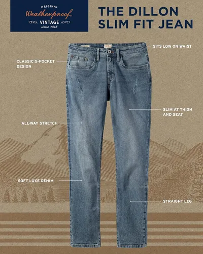 Vista 2 de Weatherproof Vintage Jeans para hombre Jeans de mezclilla súper suaves Jeans elásticos para hombre, jeans azules y negros para hombres, jeans