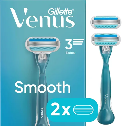 Vista 9 de Gillette Venus Smooth Razor para mujeres, incluye 1 mango de afeitar reutilizable + 2 recambios de 3 cuchillas, mango ergonómico de agarre suave