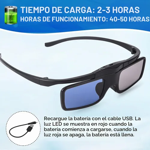 Vista 2 de Lentes RF 3D, obturador activo RF 3D, gafas recargables adecuadas para proyectores de TV RF 3D, gafas RF 3D para Sony Epson Toshiba Sharp