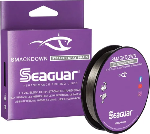 Vista 9 de Seaguar Smackdown - Línea de pesca trenzada de baja visibilidad, color gris sigilo, varios tamaños