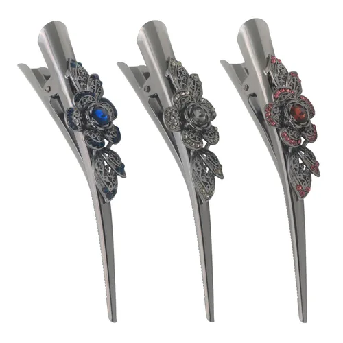 Vista 12 de Fashion & Lifestyle Juego de 3 pinzas de corte de cocodrilo grandes de aleación de metal para mujeres y niñas, horquillas de sujeción bastante