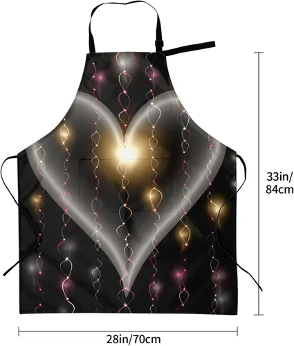 Vista 2 de Waterproof Apron with 2 Pockets Glowing love Adjustable Bib Aprons for Cooking Kitchen