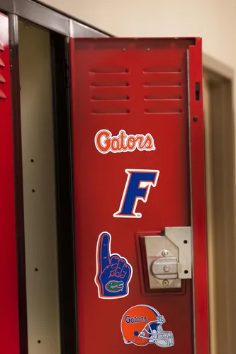 Vista 4 de University of Florida Gators Paquete de calcomanías de vinilo con logotipo primario – 9 calcomanías impermeables troqueladas con mascota de Gator