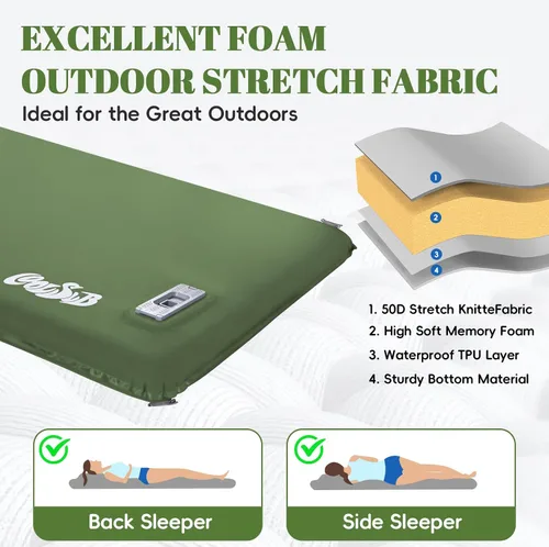 Vista 8 de Colchoneta de dormir autoinflable para acampar con bomba eléctrica, 3.2 pulgadas ultra gruesa de espuma viscoelástica con almohada, colchón