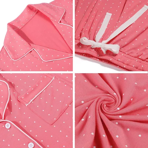 Vista 5 de Samring Pijamas de manga larga para mujer, conjunto de pijama con botones y suave, para descansar, tallas S-XXL
