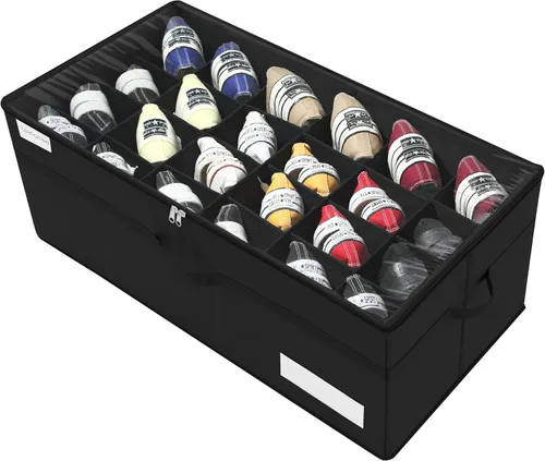 Vista 9 de Luvhomee Organizador de almacenamiento de zapatos, se adapta a 16 pares, caja organizadora de zapatos grande para armario, contenedores plegables