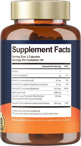 Vista 8 de Totaria Ácido alfa lipoico de 1000 mg – Suplemento de ALA antioxidante para neuropatía, apoyo a la salud nerviosa, desintoxicación hepática