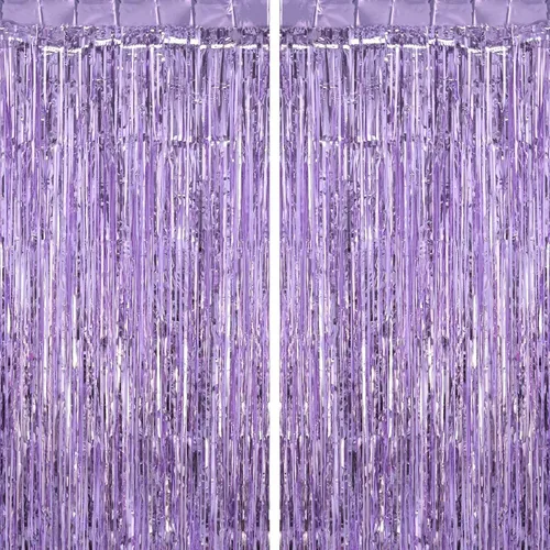 Vista 8 de Paquete de 2 cortinas de flecos brillantes con flecos, telón de fondo de oropel para puerta, cortinas de aluminio para cumpleaños, bodas