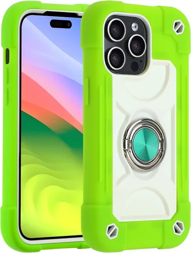 Vista 21 de MARKILL Funda compatible con iPhone 14 Pro de 6.1 pulgadas con soporte de anillo integrado, protección contra caídas de grado militar, carcasa Palta
