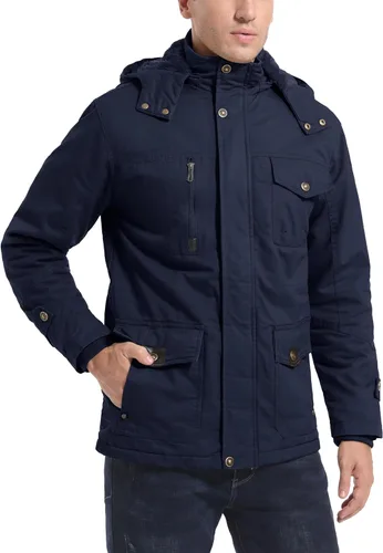 Vista 2 de MAGCOMSEN Men's Winter Coat Military Jacket Fleece Lined Parka Cotton Cargo Jacket