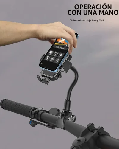 Vista 3 de Soporte de teléfono para bicicleta de cuello de cisne, soporte de teléfono para motocicleta – Clip de teléfono celular para manillar de bicicleta