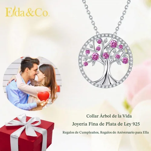 Vista 2 de Collar de árbol de la vida para mujer, collar de perlas esmeralda piedras natales de mayo, junio, para esposa, mamá, regalos de cumpleaños