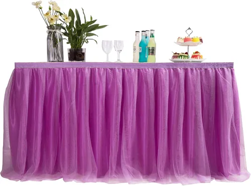 Vista 16 de Falda para mesa de tutú de tul, decoración de mesa rectangular o redonda para fiesta de boda, dama de honor, hermana, disfraz, moda de lujo Tutu-azul