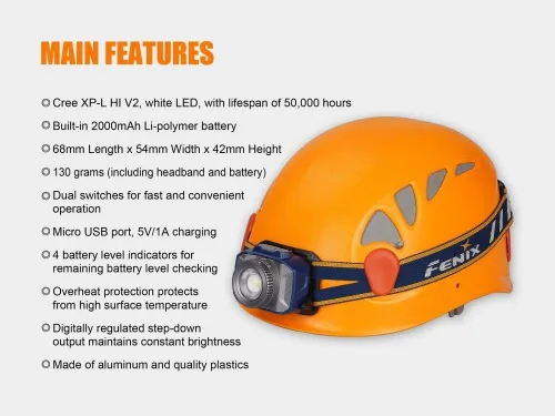 Vista 8 de Fenix HL40R - Linterna frontal LED CREE recargable por USB de 600 lúmenes con zoom y distancia de haz ajustable con cable de carga USB EdisonBright