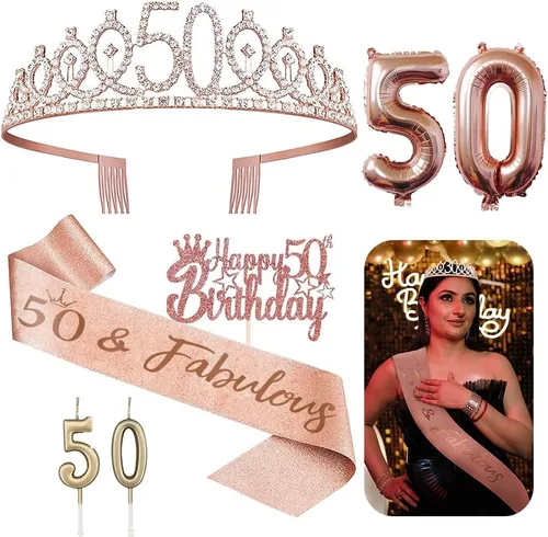 Vista 13 de Decoraciones de cumpleaños de 3 para ella – 5 regalos que incluyen corona de tercera tiara, banda, decoración de pasteles, globos, velas