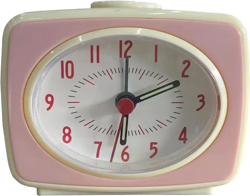 Vista 7 de Reloj despertador pequeño rojo pequeño movimiento de cuarzo silencioso reloj despertador analógico estilo clásico vintage
