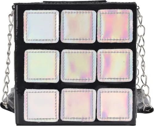 Vista 3 de QZUnique Bonito bolso con forma de cubo para mujer bolso de mano mágico con correa de hombro súper larga