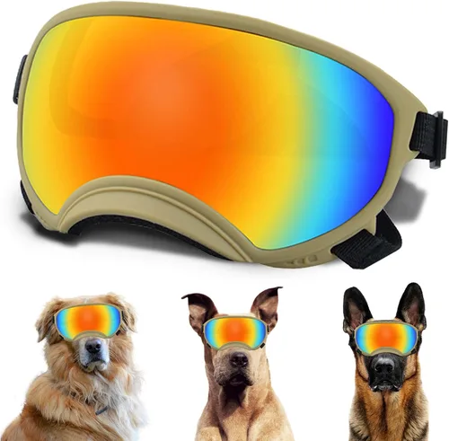 Vista 12 de Gafas de sol para perros medianos con correa ajustable, protección UV, gafas de sol para cachorros a prueba de viento, adecuadas para mascotas
