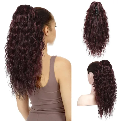 Vista 21 de SEIKEA Highight - Extensión de cola de caballo de 10 pulgadas, corta, gruesa, ondulada, suave, de aspecto natural, clip en una pieza, cola de Marrón