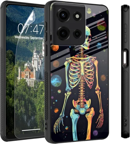 Vista 28 de Funda para Motorola Moto Edge 2022, cubierta trasera de vidrio templado con protector de pantalla, funda protectora a prueba de golpes para Motorola