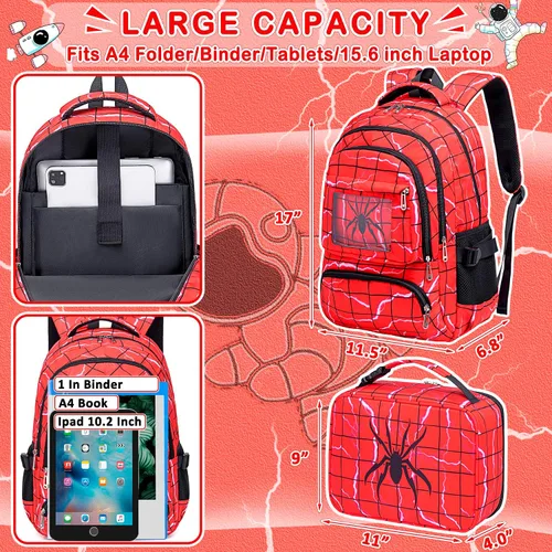 Vista 4 de FunnyGifts Mochilas para niños y niñas, mochila escolar para escuela primaria y preescolar para niños de 4, 5, 6, 7, 8, 9, 10, 11, 12