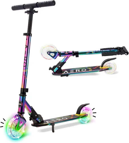 Vista 8 de AERO MOBILITY Two-Wheel Kick Scooter for Kids 5-8 with Dynamic RGB Lights Púrpura/Rosado