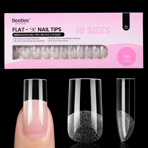 Vista 33 de Beetles - Kit de uñas de gel FlatX, almendra corta, 320 puntas de uñas de 16 tamaños, con pegamento sólido de uñas de 0.5 onzas, removedor