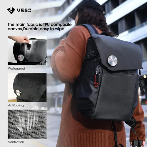 Vista 4 de VSGO Mochila negra para cámara Snipe de 16 litros, ligera, 2.4 lbs, bolsa de fotografía profesional DSLR/SLR para Sony, Canon, cámaras Nikon