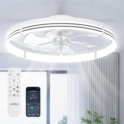 Vista 10 de addlon - Ventiladores de techo de 20 pulgadas con luces y control remoto Blanco - Estrellado