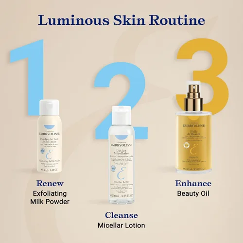 Vista 6 de Embryolisse Exfoliante facial en polvo, limpiador facial que exfolia, tonifica y suaviza la piel, con coco y leche en polvo, para todo
